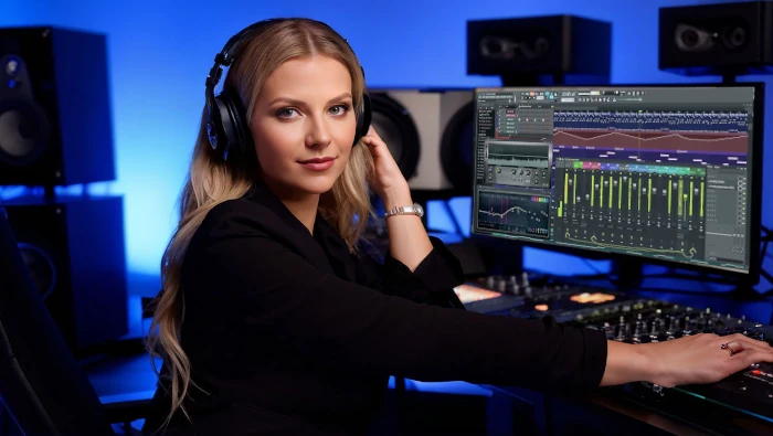 musician woman using FL studio