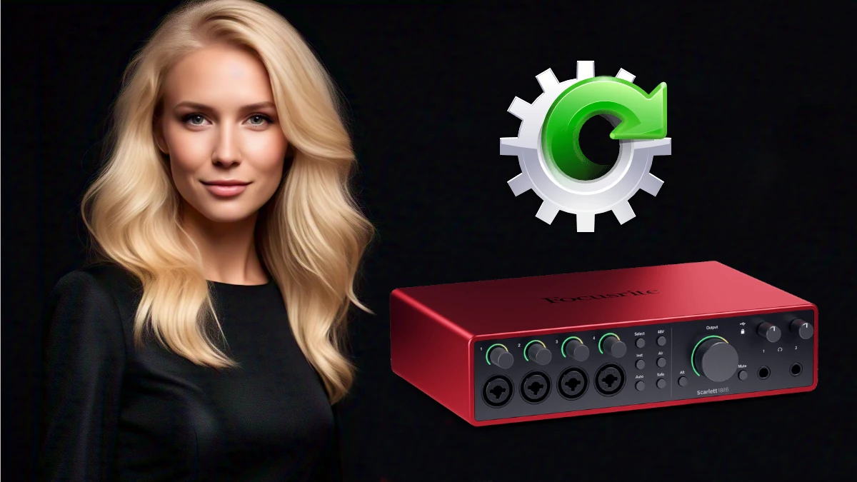 blond woman audio interface firmware update