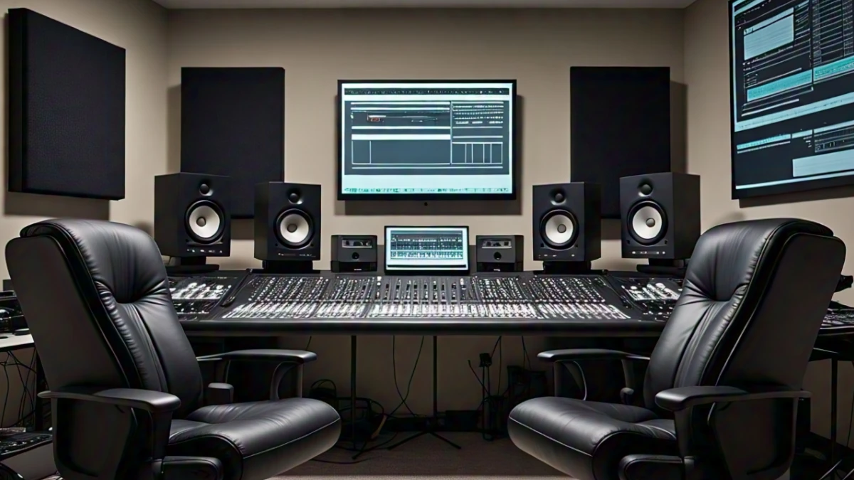 home recording studio with confortable chairs