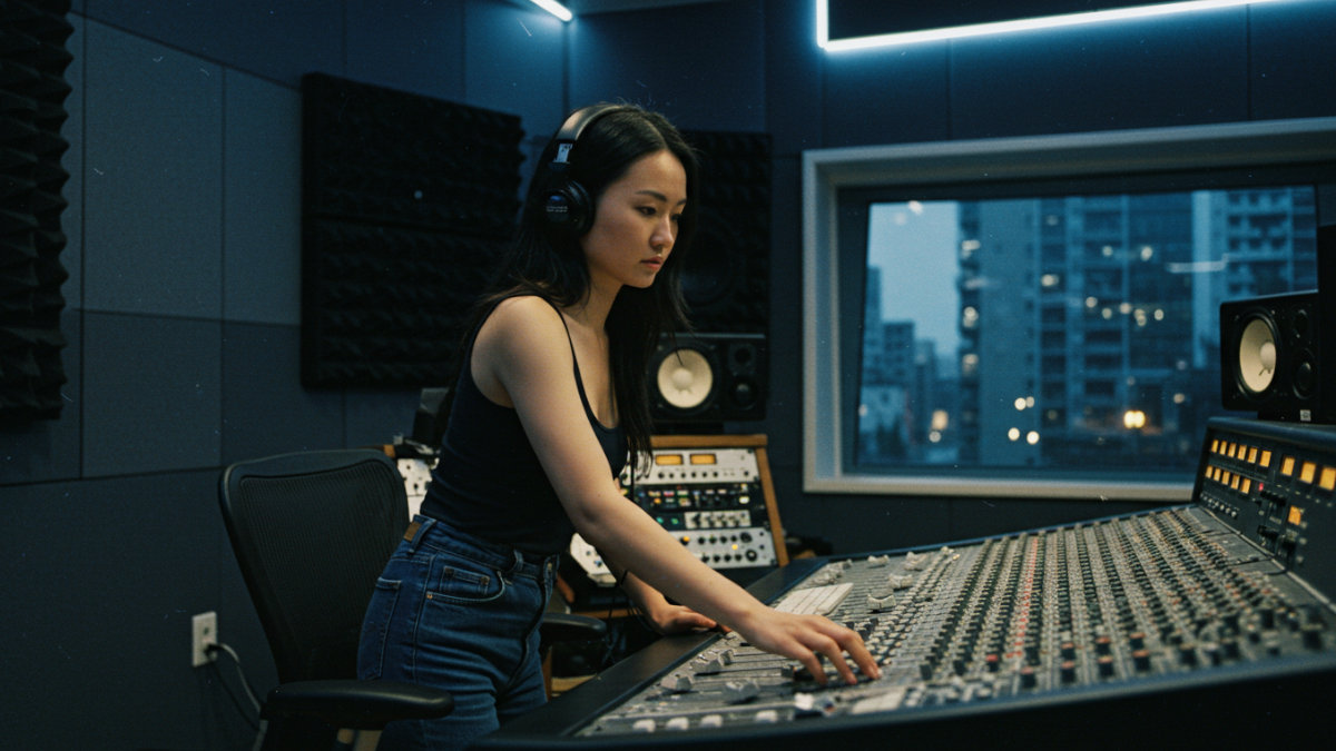 woman mixing in mono